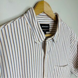 Bonobos Short Sleeve Cotton Button Front Striped Shirt Cotton XL